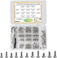 Tiny Screws for Electronics, 800 pcs Mini Micro Small Phillips Pan Head Machine Screws Assortment Kit for Electronic Repair, Nickel-Plated Carbon Steel, M1/M1.2/M1.4/M1.6/M1.7