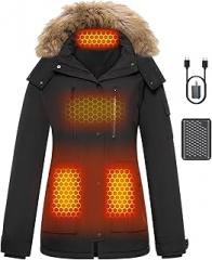 Genovega Graphene Heated Jacket for Women with Large Capacity Battery Pack Waterproof Windproof