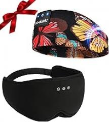 LC-dolida Bamboo Cotton Bluetooth Sleep Mask, 2 in 1 3D Soft Sleep Mask with Sleep Headphones,Bluetooth Headband
