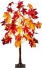 Nearly Natural 4ft Pre-Lit Autumn Weeping Maple Artificial Fall Tree with 180 Warm White LED Lights