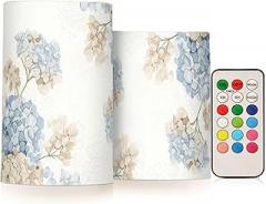 Hydrangea Electronic Candle Light,No Open Flame, No Smoke, No Wax Drips, Remote Controllable, 4-Hour/8-Hour Timer for On/Off, Multiple Light Settings, Versatile for Different Occasions.
