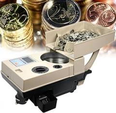 Coin Counter, Electronic Coin Counter Sorter 1200 Coins Mini Digital Auto Counting Machine Preset/Total Money Display/Fault Self Check, for Shop Bank Restaurant