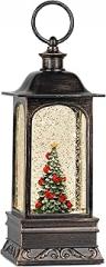 Snow Globe Christmas Decorations, 6H Timer Lighted Christmas Lantern Musical Snow Globe for Home Decor (Xmas Tree & Cardinals)