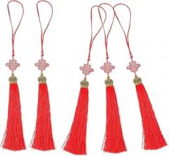 Milisten Chinese Knot Tassel Hanging Pendants 5pcs Red Silk Tassels New Year Decoration Spring Festival Ornament for Door Bonsai and DIY Craft