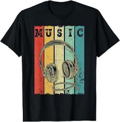 Gift Electronic Music Lover Vintage Retro Headphones T-Shirt