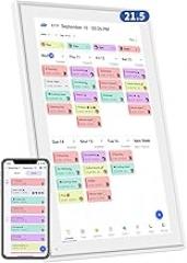 21.5 Inch Digital Calendar, Electronic Chore Chart, Smart Weekly and Monthly Planner 1920 * 1080P IPS Touchscreen Wall and Desk Calendar for Family Schedules, White