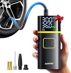AUXITO Tire Inflator Portable Air Compressor - 150PSI Bike Pump 1Min Fast Inflate with Tire Pressure Gauge, LED Light & Car Accessories, Air Pump for Auto, Moto, Bike, Ball, Car Gifts for Men