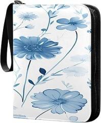 Watercolor Flowers Collectible Trading Card Albums,4-Pocket Card Binder with 50 Removable Sleeves with Zipper Game Card Collection Binder Album Holder