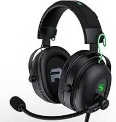 Black Shark Gaming Headset with Noise Canceling Cardioid Mic, Over-Ear Headphones for PC, PS4, PS5, Xbox, Switch, 50mm Dynamic Drivers & LED Light
