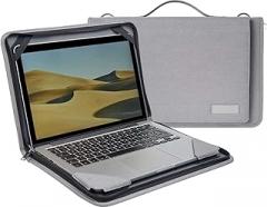Grey Leather Laptop Messenger Case - Compatible with Samsung Electronics XE500C13-S03US Chromebook 3