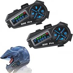 Motorcycle Helmet Removable Bluetooth Headset, 2-Way 500M Helmet Intercom Headset 2 Riders Intercom with CVC Noise Cancellation 2 Type Mics FM Radio Waterproof for ATV/Snowmobile (1)