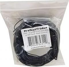100ft 22 AWG Solid Copper Wire -TINNED - UL1007 Rated Hook-Up Primary Power Wiring for Breadboards, DIY Electronics, and Prototypes with Black PVC Insulation - Economy Bag