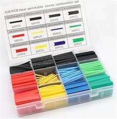 530pcs Heat Shrink Tubing Insulation Shrinkable Tubes Assortment Electronic Polyolefin Wire Cable Sleeve Kit Heat Shrink Tubes