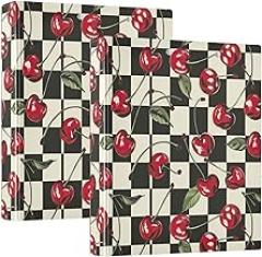 3 Ring Binders Cherry Black White Buffalo Check Plaid Holds 200 Sheets– Waterproof, Durable, and Multi-Purpose Round Ring Binders with Clip and PVC Pocket, 2 Pack 20858282