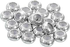 #US 20pcs 6mmX1.2mm Insert Rubber Stopper Positioning S Beads Silver