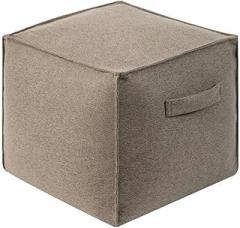 Sofa Cover Solid Footrest Cover for Bean Bag Chair Tatami Foot Stool Small Square Seat Pouf(Black)