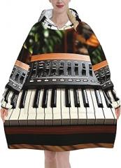 Oversize Wearable Blanket Hoodie for Men Women Soft Plush Hooded Blanket Electronic keyboard Flannel Blankets