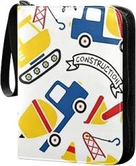 400 Pocket Zipper Binder - Premium Pu Cover Zip Binder For Trading Cards, Mtg, Tcg, Sports Cards Colorful Construction Machines