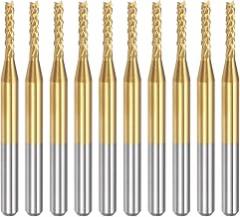 uxcell 10Pcs 1.7mm Titanium Coat Carbide End Mill Engraving Milling Cutter CNC Router Bits for PCB Machine, 1/8