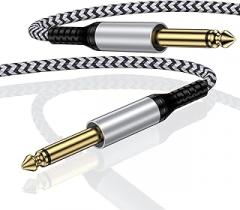 1/4 Inch TS to TS Electric Guitar Cable 6FT, 6.35mm (1/4) TS to 6.35mm (1/4) TS Mono Jack Guitar Amp Cord Straight Instrument Cable for Electric Guitar, Mandolin, Bass AMP, Keyboard, Mixer, Equalizer