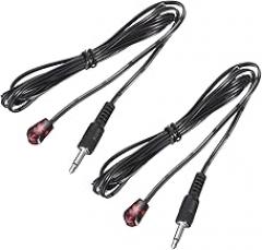 Generic IR Infrared Emitter Sensor Receiver,Extension Cable 3.5m(4.9ft) Length 3.5mm Jack Single Black with Red Head Pack of 2