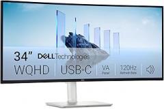 Dell 34 Plus USB-C Curved Monitor - S3425DW - 34-inch (3440 x 1440) up to 120 Hz 21:9 Display, VA Panel, AMD FreeSync Premium, 99% sRGB, 95% DCI-P3, Integrated Speakers, 3000:1 Contrast Ratio
