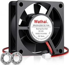 Wathai 60mm x 20mm 24V Cooling Fan Dual Ball DC Brushless 6020 Fan for Ender 3 Pro, 3D Printer, Battery Charger, Power Supply, Electronic Component Replacement Parts Cooling