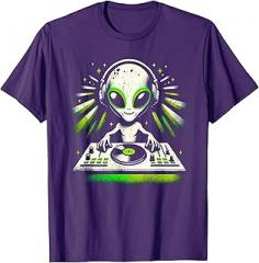 Dj tee shirts electronic beat lovers Gift for Dj Alien DJ Music Mixer Fun Extraterrestrial Music Lover Shirt T-Shirt