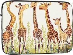 Cute Wild Cartoon Giraffe Printed Laptop Sleeve for Men Women Shockproof Laptop Bag for Travel Office School, black, 10 inch