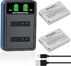 NB-5L Battery 2 Pack and Dual Charger for Canon Powershot S100, S110, SD700IS, SD790IS, SD850IS, SD870IS, SD880IS, SD890IS, SD900IS, SD950IS, SX200IS, SX210IS, SX220IS, SX230HS
