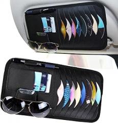 Pack-1 Car CD Holder, Universal Leather Sun Visor Organizer for Cars, Sun Visor Organizer Pocket with CD Disc Card Package Glasses Storage (Black)