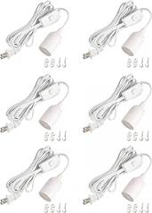 Simple Deluxe 360W 15ft Extension Hanging Lantern Pendant Light Lamp Cord Cable E26 Socket (No Bulb Included) On/Off Switch, 6 Pack, White