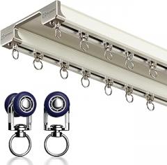 Ceiling Curtain Track - Double Rails System, Sliding Curtain Rail (White, 2M)