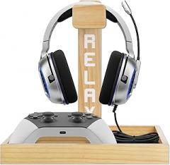 Gaming Headphone Stand – Wooden Headset Holder for Desk, Gamer Room Decor, Gaming Setup Accessories, Cool Gamer Gift for Boys & Teens