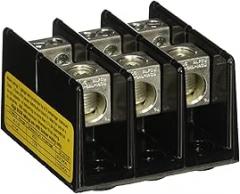 Eaton Bussmann Series 16220-3 Power Distribution Block, 600 Vac, 600 Vdc, 175 A, Three-Pole, SCCR: 10 kAIC, Black, Molded Thermoplastic