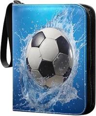 Football Card Binder with 50 Removable Page Sleeves PU Leather Collectible Trading Card Albums Book with Zipper for Games Card,Baseball Cards