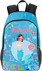 Artsadd Custom Kid's Backpack with Face Photo for Girls Little Mermaid Gifts, Personalized Name School Backpack, Customized School Bag for Daughter Granddaughter Bookbag Schoolbag, Back to School Gifts