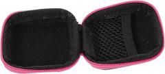 Portable Earbud Case and Charger Organizer Pouch for Travel, Eva Pink Electronic Accessories Storage Bag for Earphones and Cables