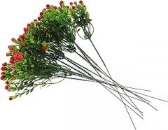 Milisten 10pcs Red Faux Flower Picks Artificial Milanese Grass with ’s Breath Stems Realistic Decorative Floral Arrangement for Home Living Room Dining Bar Décor