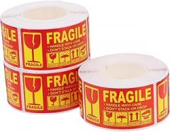 Cabilock 3pcs Fragile Stickers for Moving Self-Adhesive Warning Labels for Shipping Glass Ceramics Electronics Easy to Apply Sturdy with Handling Instructions
