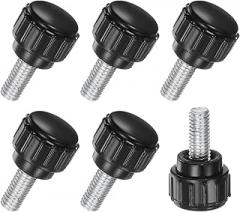 6-Pack Knurled Clamping Knobs, M5x10mm Male Thread Knurled Thumbscrew, Carbon Steel Screw on Knobs Grips for Machinery/Electronic/Furniture, Mounting Handle Bolts [Black]