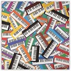 Cartoon Electronic Keyboard Instrument Square silk head hair scarf silk neck scarf silky lightweight scarf for women for christmas scarf chal para mujer