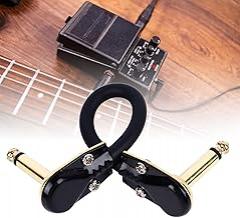 Electric Guitar Effect Pedal Cable, Durable PVC Construction, Low Noise Transmission with Universal Compatibility for Electric Guitars and Effectors, Flat (Flat Head Gold 15CM)