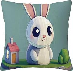 Electronic Rabbit Throw Pillow Covers, Winter Holiday Cushion Case Decoration for Sofa Couch,Covers for Couch Outdoor Decor