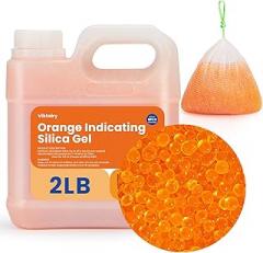 2LBS Desiccant Beads, Premium Color Indicating Silica Gel Beads Bulk, Industry Standard 3-5 mm Rechargeable Desiccant for 3D Filament, Electronic Devices, Camera, Documents, Safe (5PCS Organza Bags)