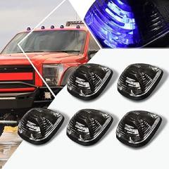 PM PERFORMOTOR 5Pcs Blue LED Cab Top Roof Running Lights Marker Lights w/Harness Compatible with 99-16 F250-F550 Super Duty