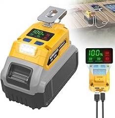 65W USB Battery Adapter Compatible with Dewalt, LIVOWALNY Power Inverter Battery Inverter Charger Power Station Power Supply with Type-C Port & USB Port & LED Light for Electronic Device