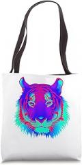 EDM Tiger EDM Electronic Dance Techno Colorful Rave Party Tiger Tote Bag