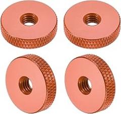 Pack of 4 Aluminium Alloy Knurled Nuts M6 x 20 x 5 mm, Flat Knurled Nut Metal Handle Nut Thread Adapter for Electronic Devices Industrial Machine Assembly, Orange