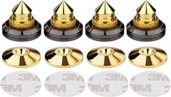 HiFi Speaker Spikes, Gold Plated Audio Stand Feet Pads, Height Adjustable Speaker Shock Absorber Isolation Feet for Subwoofer CD DVD Player Audio Amplifier Recorder